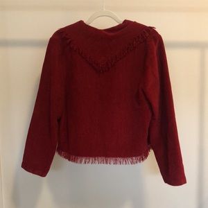 Stonebridge Unique Fringed Jacket-Burgundy